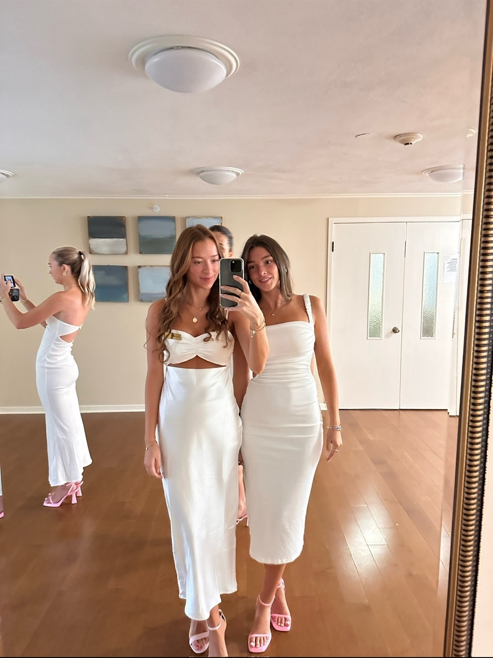 Elegant White Satin Midi Dress with Cutout Detail - Unbranded